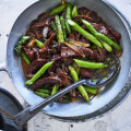 Stir-fried beef and asparagus.