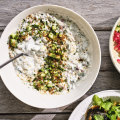 Adam Liaw’s tomato, onion and cucumber raita.