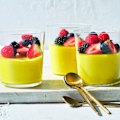 Spiced lemon posset with summer berries.