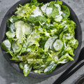 Green salad with cool yoghurt dressing.