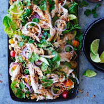 Satay roast chicken salad.