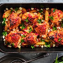 Finish with a sprinkle of feta and pomegranate.