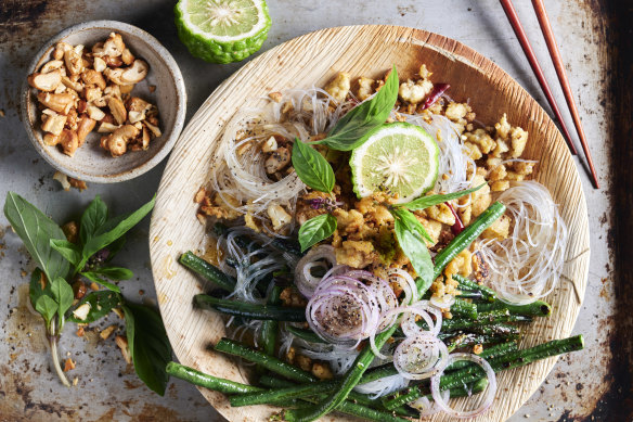 Crispy tofu and lemongrass larb.