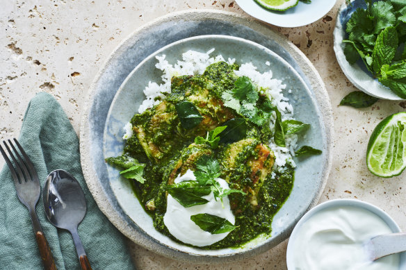 Serve this bright and light curry with steamed basmati rice and yoghurt.