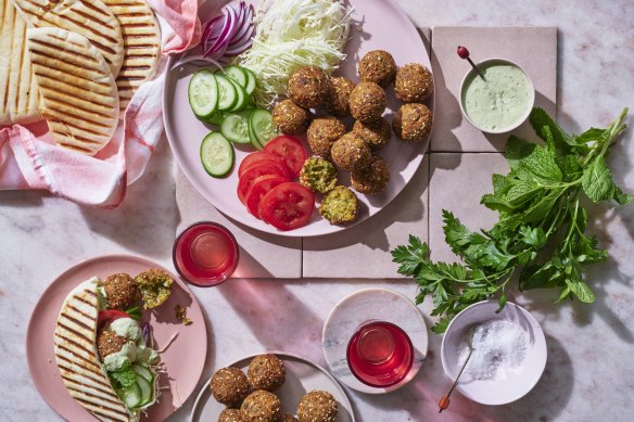 Curtis Stone’s falafel with herbed tahini sauce.