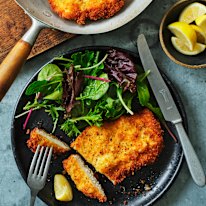 Golden, crunchy chicken cotoletta needs little more than lemon juice and fresh salad greens for company.