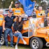 Darren Hercus (in blue), One Nation candidate in the Nepean byelection, with senior party figures, including Rikkie-L...