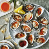 Rock oysters with gazpacho dressing. 