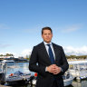 Shadow Defence Minister Andrew Hastie at the waterfront of Mandurah,.