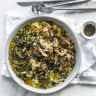 Danielle Alvarez’s one-pot chicken, spinach and orzo stew.