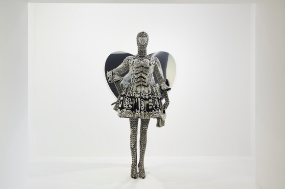 Look 2, ensemble from Richard Quinn’s 2020 autumn-winter collection on display in NGV Triennial.© Richard Quinn 