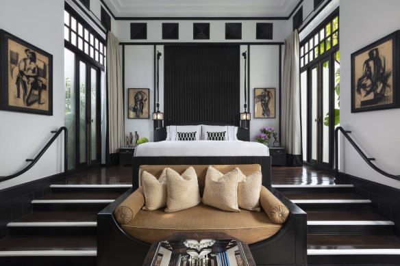 The bedroom of a grand Courtyard Pool Villa.