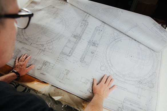 A full set of EMI’s technical drawings helps The Vinyl Factory staff maintain the equipment. 