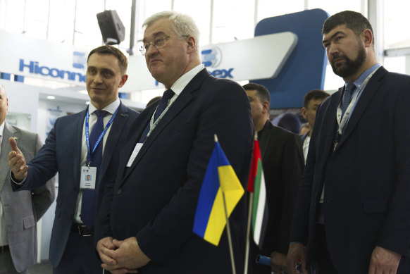 “Nobody can force Ukraine to give up”: Ukrainian Foreign Minister Andrii Sybiha (centre), in Abu Dhabi this week.