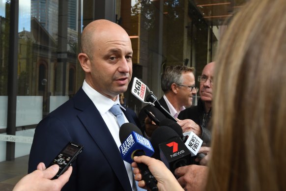 Case in point: Todd Greenberg speaks to the media outside court.
