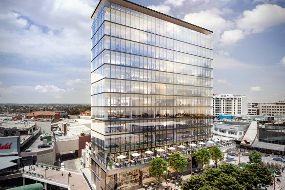 Renders of the One Hurstville Plaza office tower in Sydney's south