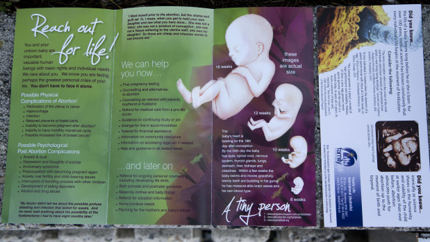Pamphlets given out by anti-abortion activists.