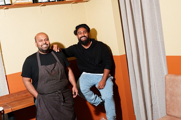 Bazaar &amp; Bar’s head chef Adwait Jagtap (left) with owner Kabir Arora (right).