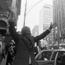 Nelson Mandela arrives at Melbourne Town Hall on a tour of Australia in 1990.