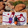 Betty Kuntiwa Pumani with her major work Antara commissioned for Malatja-malatja at Bundanon, 2025.