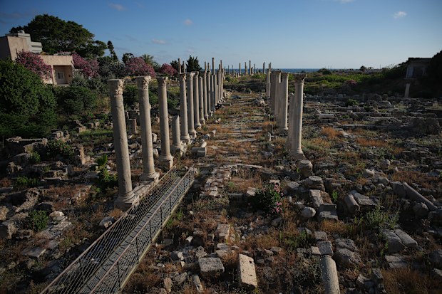 Roman-era columns stand at an archaeological site, which was lightly damaged in an Israeli strike nearby last week, in the southern port city of Tyre, Lebanon, Thursday, June 18, 2026