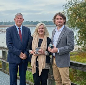 Alliance members City of Cockburn Mayor Logan Howlett, City of Rockingham Mayor Deb Hamblin and City of Fremantle Councillor Adin Lang at Bibra Lake. 