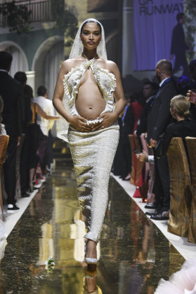 Shaik walked the runway pregnant at this year’s amfAR Cannes Gala.