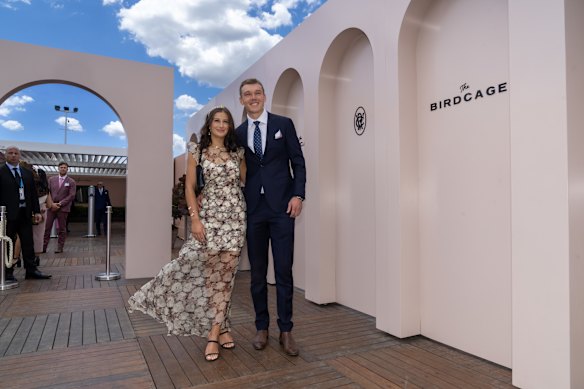 Carlton captain Patrick Cripps, with his wife Monique, at the races in 2022.