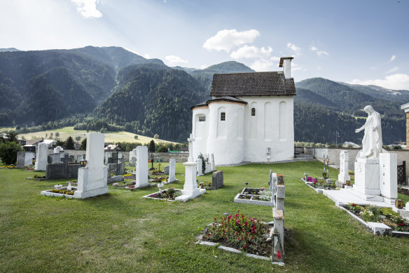 The medieval abbey of St John in the Val Mustair.