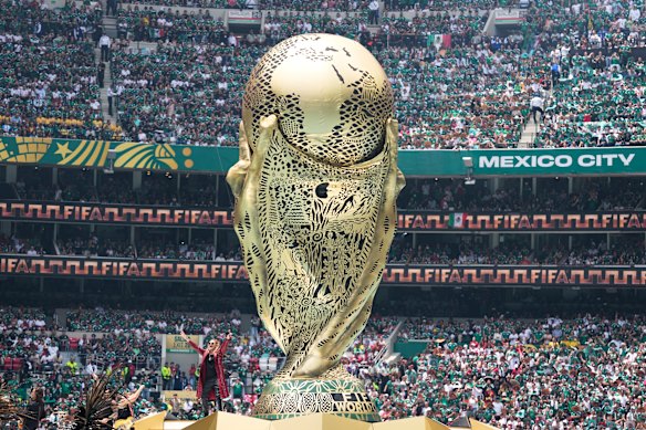 Fher Olvera, lead singer of Mexican pop rock band Mana performs before the start of the World Cup Group A soccer match between Mexico and South Africa.