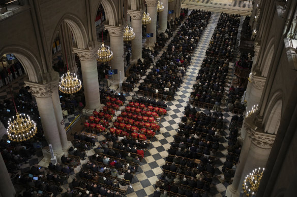 Guests at the service for the formal reopening of Notre-Dame Cathedral.