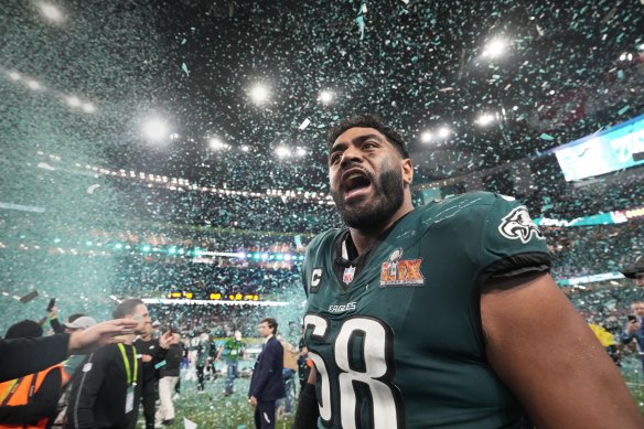 Jordan Mailata after his team’s victory in New Orleans.