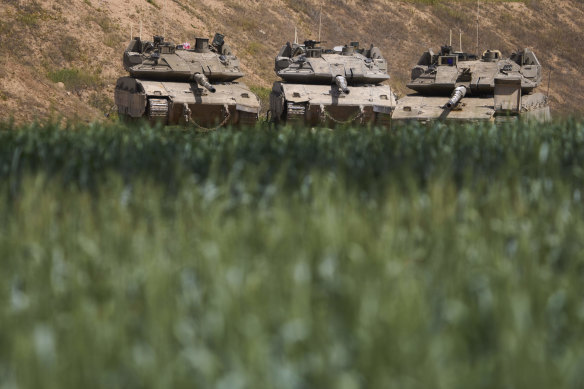 Israeli tanks near the Gaza border in southern Israel on Wednesday.