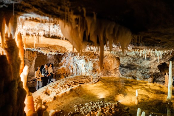 Stalactites and stalagmites at Buchan Caves Reserve.