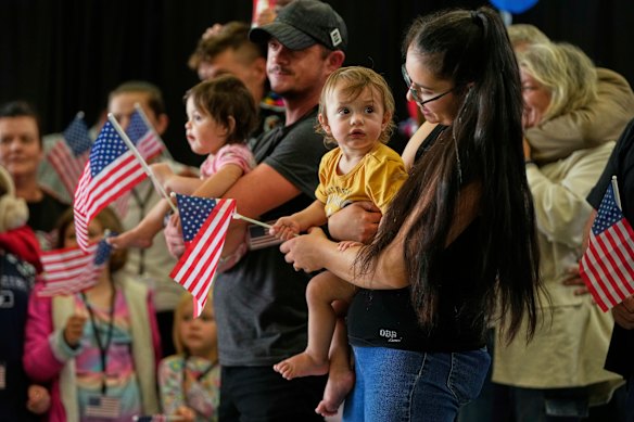 Afrikaner refugees from South Africa after they arrived in the US.