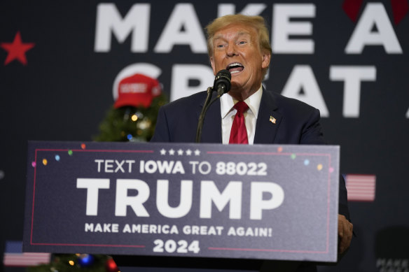 Donald Trump campaigns in Waterloo, Iowa, last month.