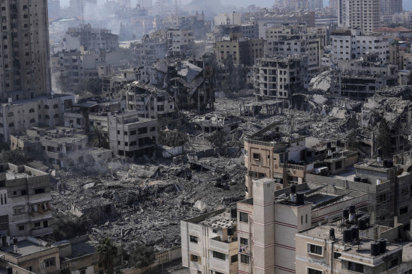 Destruction from Israeli aerial bombardment is seen in Gaza