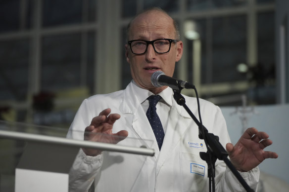 Doctor Sergio Alfieri updates the media on the Pope’s condition on Friday.