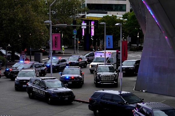 Seattle police respond to the shooting.