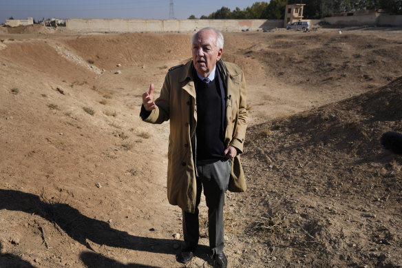 International prosecutor Stephen Rapp visits a location identified as a mass grave in southern Damascus on Tuesday.