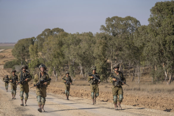 A file photo of Israeli soldiers patrolling near the Gaza Strip border this month.