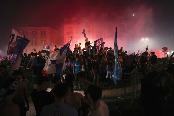 Fans take to the streets in Naples.