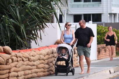 Sandbags at Currumbin on the Gold Coast.