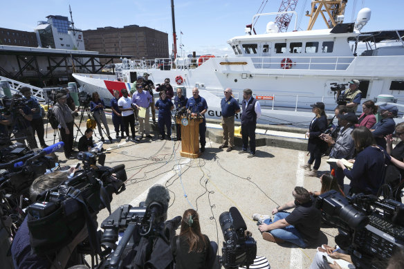 U.S Coast Guard Capt. Jamie Frederick during a press conference on Wednesday.