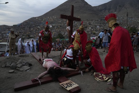 A reenactment of the last days of Jesus Christ in Lima, Peru.