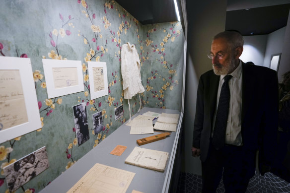 Rome’s Chief Rabbi Riccardo Di Segno visits the exhibition “The submerged. Rome, 16 October 1943” during a preview for the media.