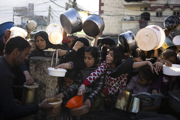 Palestinians are fleeing devastation in Gaza, including dire food shortages.