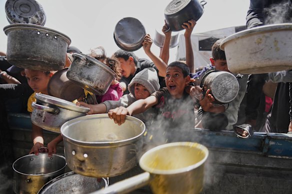 Communal kitchens handing out cooked meals are virtually the only remaining source of sustenance for most people.