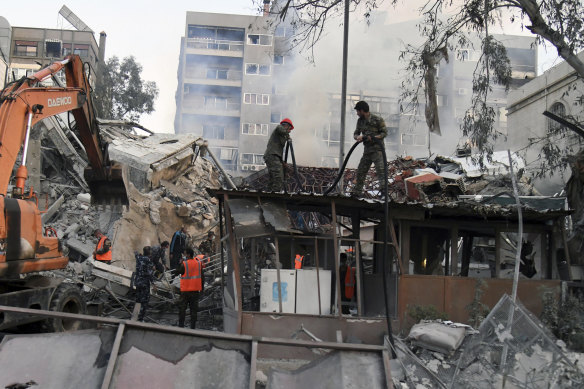 The aftermath of the strike on the Iranian consulate in Damascus.