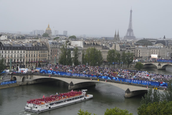 Slowly the boats made their way down the Seine.